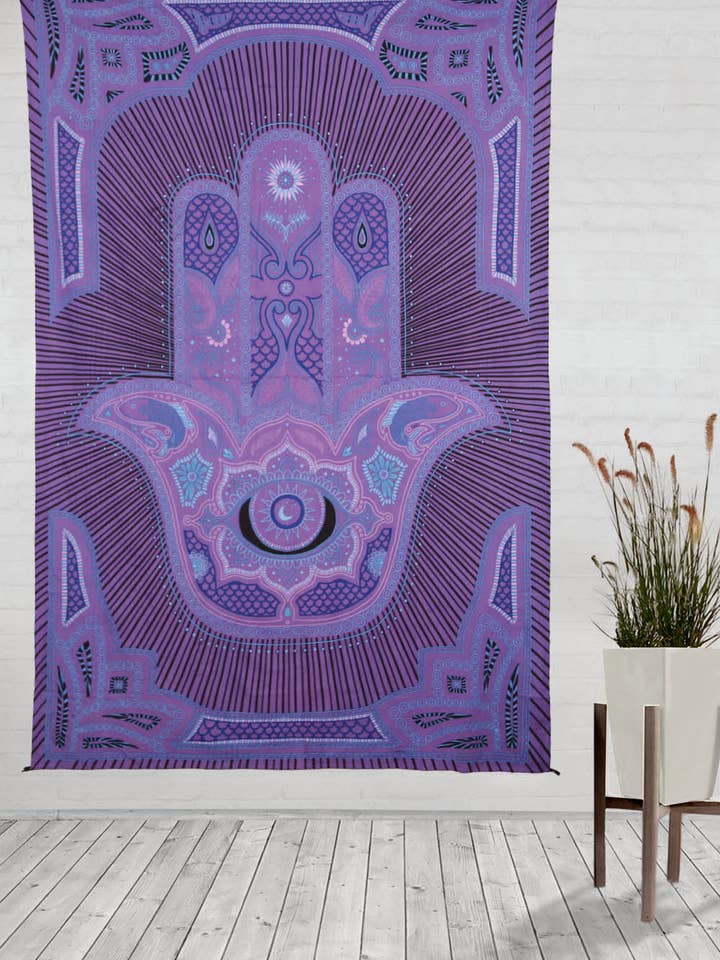 Hamsa Handtapijt Paars voor wholesale door Sunshine Joy