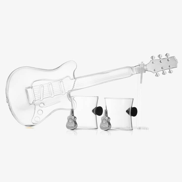 The Wine Savant / Khen Glassware - Wholesale Decanter - Electric Guitar Decanter with 2 Pick Whiskey Glasses1