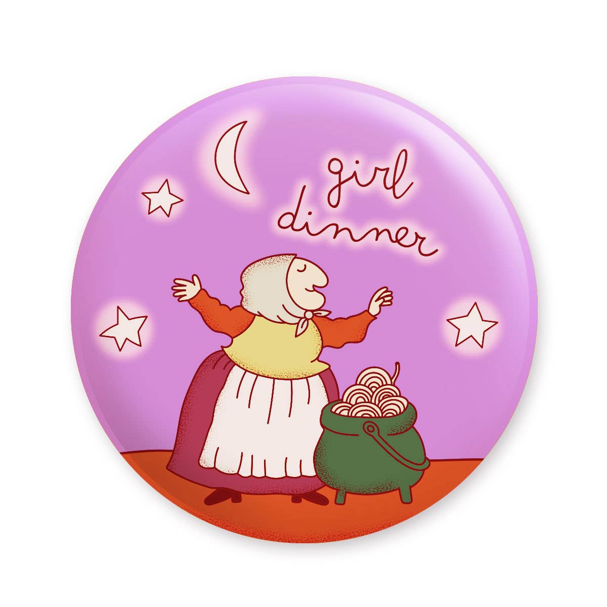 Krystan Saint Cat - Vente Épinglettes/boutons - Bouton Pinback « Girl Dinner Italian Grandma Witch »0