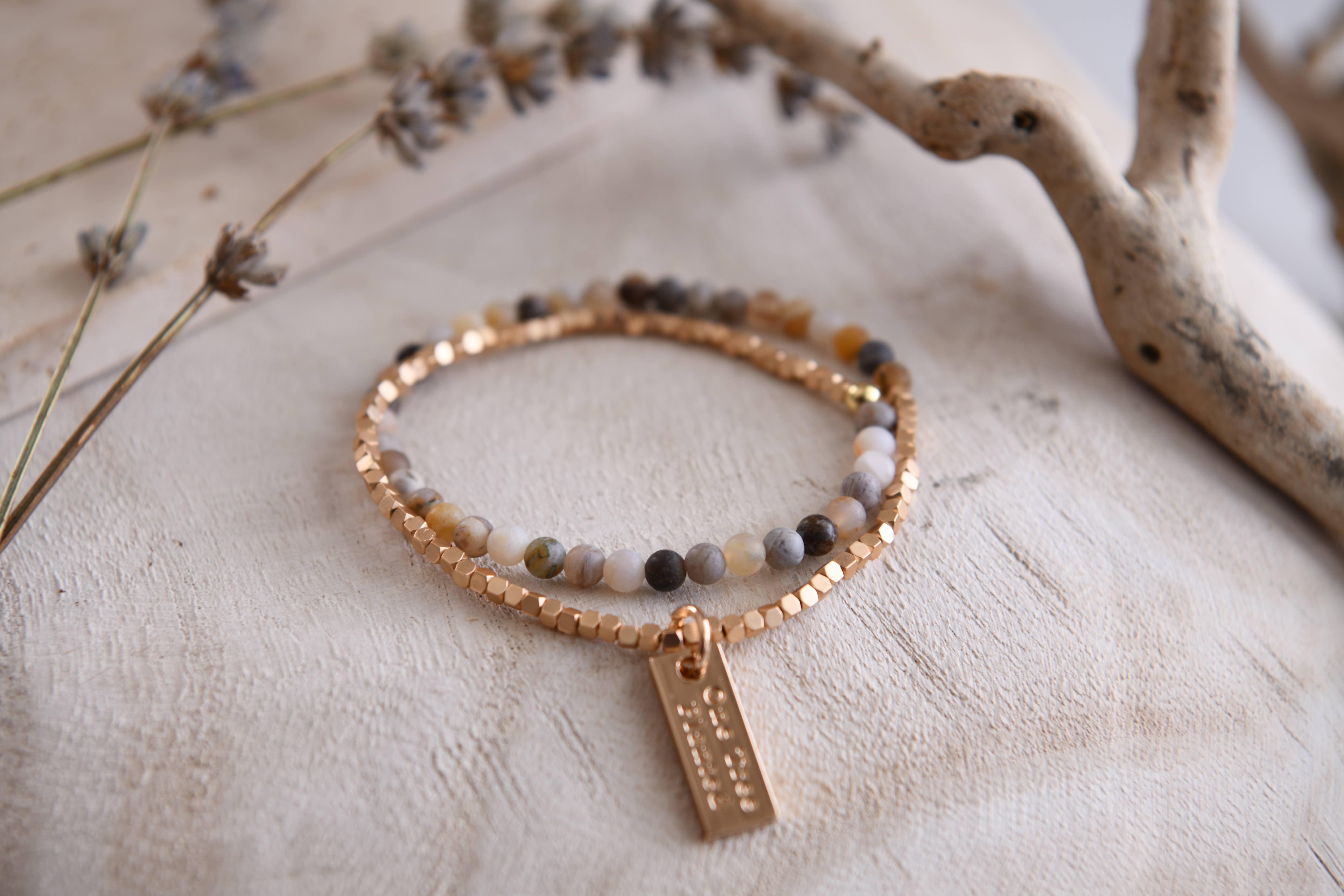 Cecelia Designs Jewelry - Wholesale Beaded Bracelet - Gemstone Wrap Bracelet with Faceted Gold Beads 14