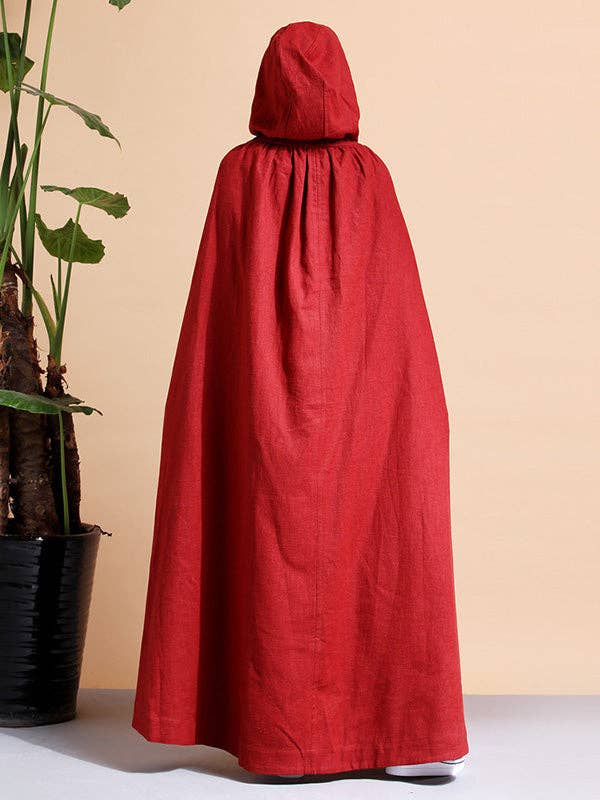 Manteau cape en lin à capuche de couleur unie pour la vente par StyleGalX