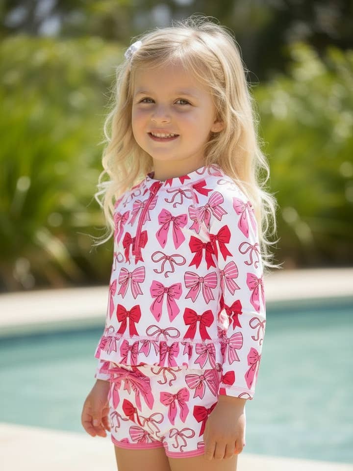 multi-printed Coquette swimsuit set. SWG60152 AMY for wholesale by Kids Charm Online