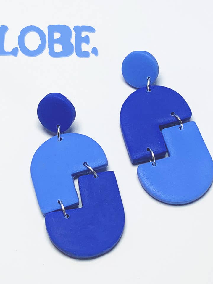 Brinco Funky Geometric Blue Statement por atacado de LOBE DESIGNZ