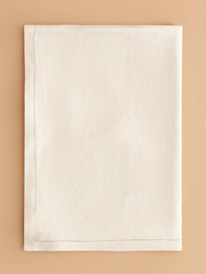 Linen Tailored Tablecloth with Hemstitch Border for wholesale by Terrakotta Home