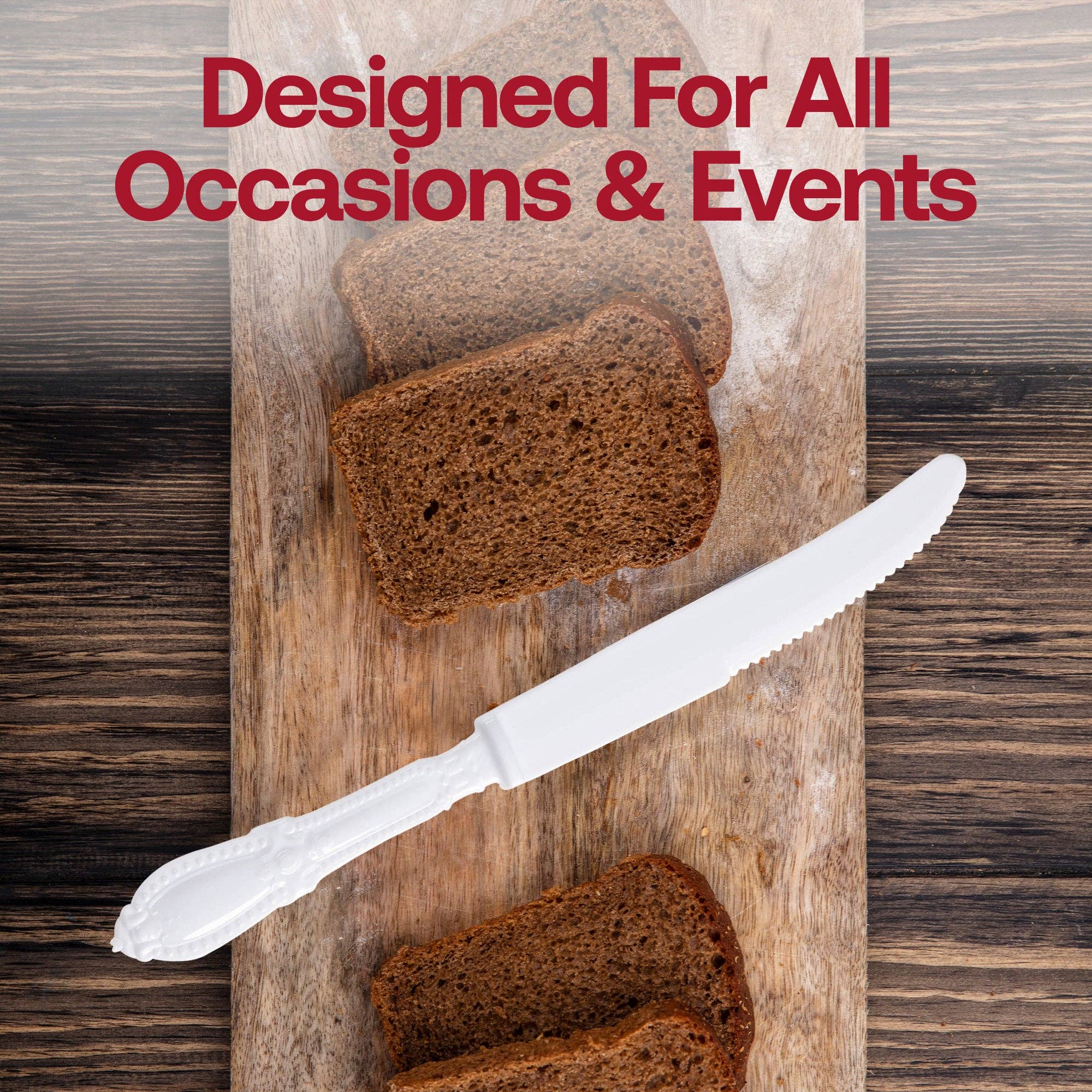 Smarty had a Party – wholesale Disposable tableware pack – White Baroque Disposable Plastic Dinner Knives - 480 pcs5