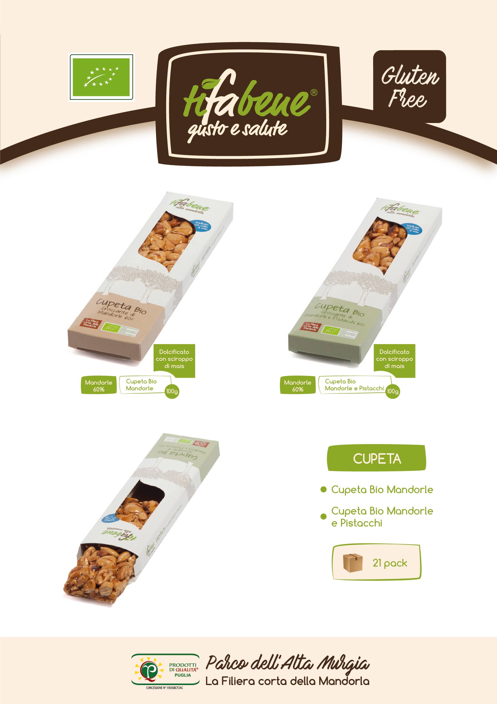 Le deliziose pasticceria sas Ti fa bene bio – wholesale Nötter – Cupeta - Ekologiska knapriga mandlar och pistagenötter - sockerfria7