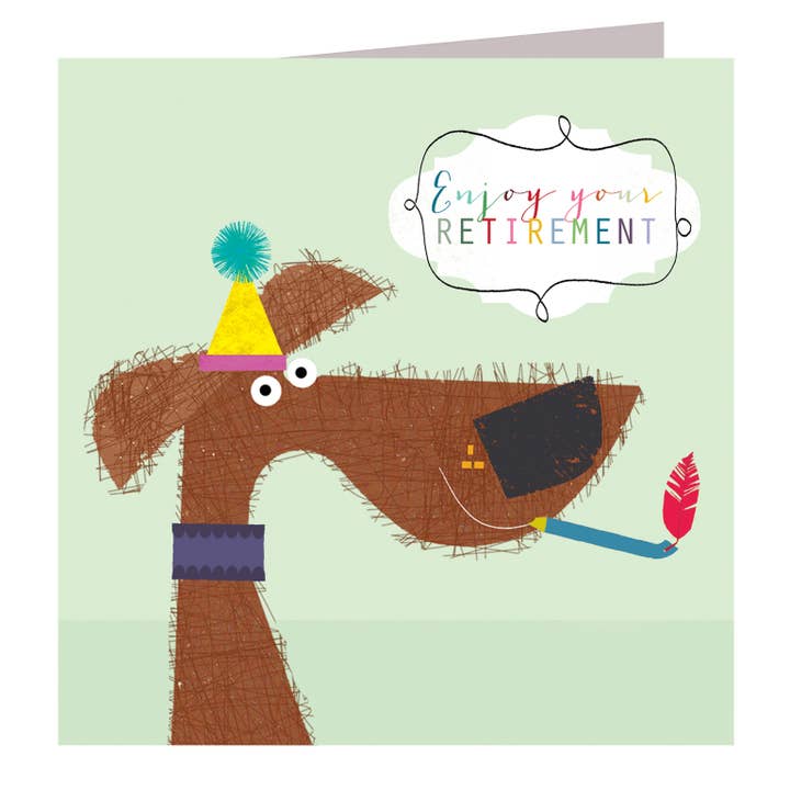 AA09 Retirement Dog Greetings Card for wholesale by Kali Stileman Publishing