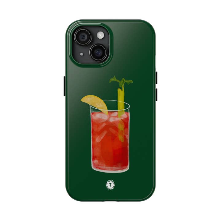 Étui de téléphone peint Bloody Mary vert foncé pour la vente par Thursday’s Child Creative Studio