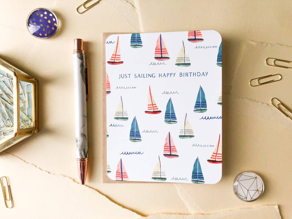 Paper Loop | Hand-Painted Greeting Cards - Wholesale Birthday Card - Sailing Boats Birthday Card1