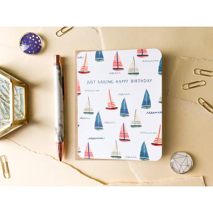 Paper Loop | Hand-Painted Greeting Cards - Wholesale Birthday Card - Sailing Boats Birthday Card1