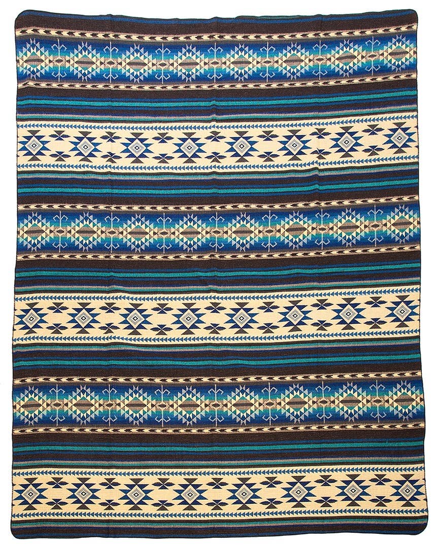 EcuaFina - Wholesale Throw Blanket - Alpaca Native Blanket - Cotopaxi Blue - 190 X 225 cm2