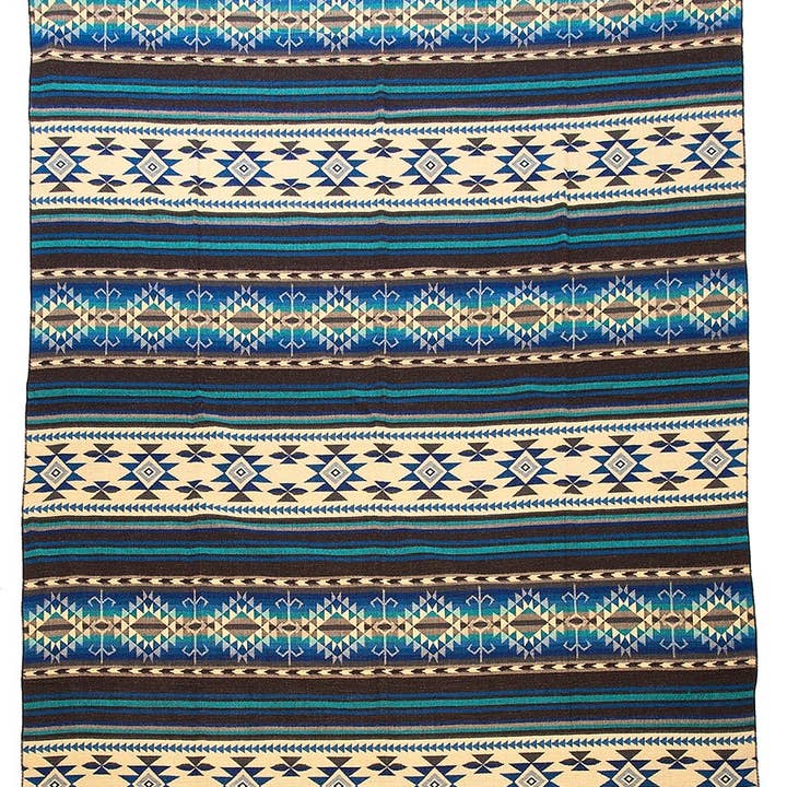 EcuaFina - Wholesale Throw Blanket - Alpaca Native Blanket - Cotopaxi Blue - 190 X 225 cm2