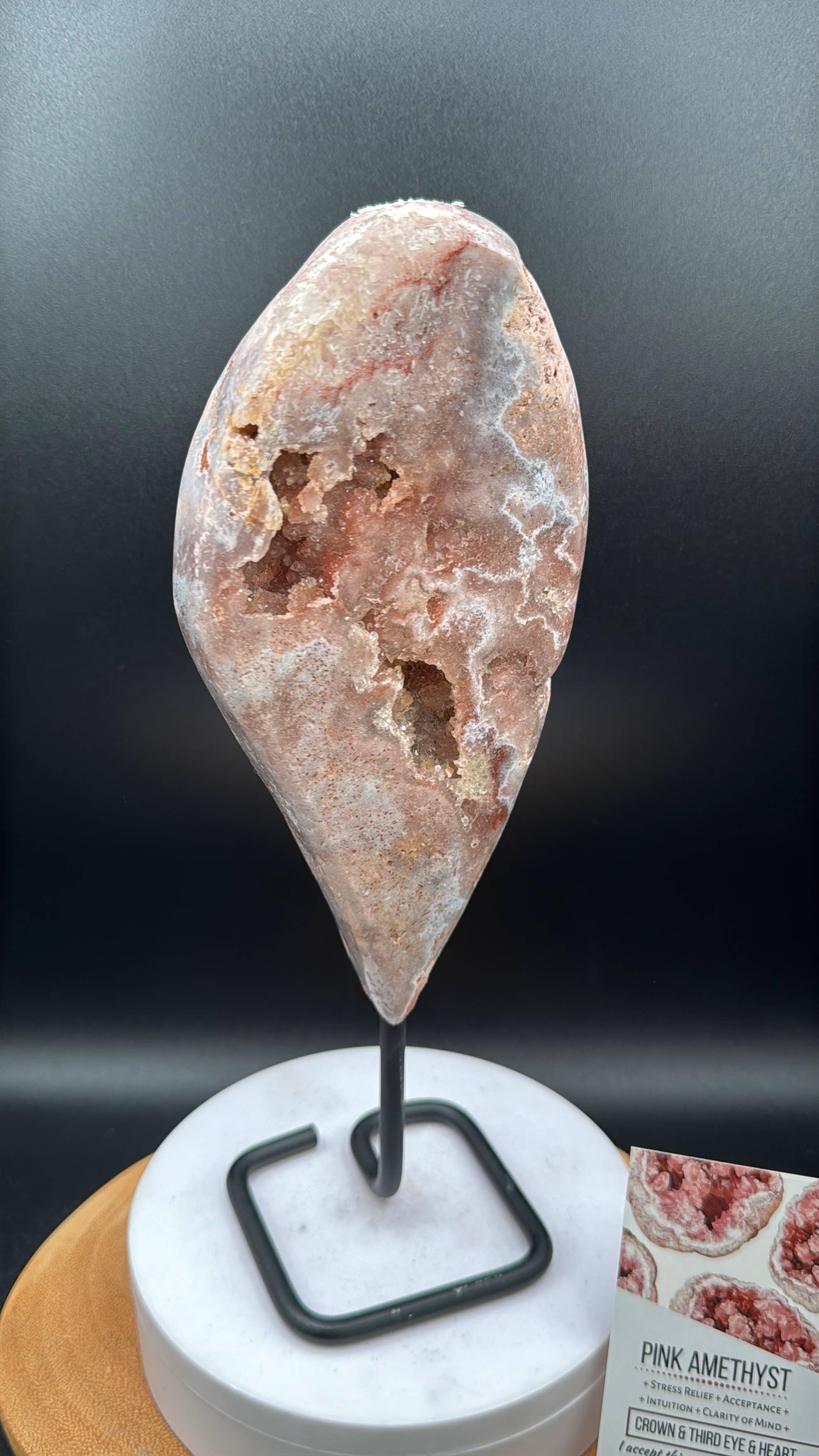 The 7 Directions - Wholesale Spiritual Stone/Crystal - Pink amethyst free form from Brazil w/ info card H2116