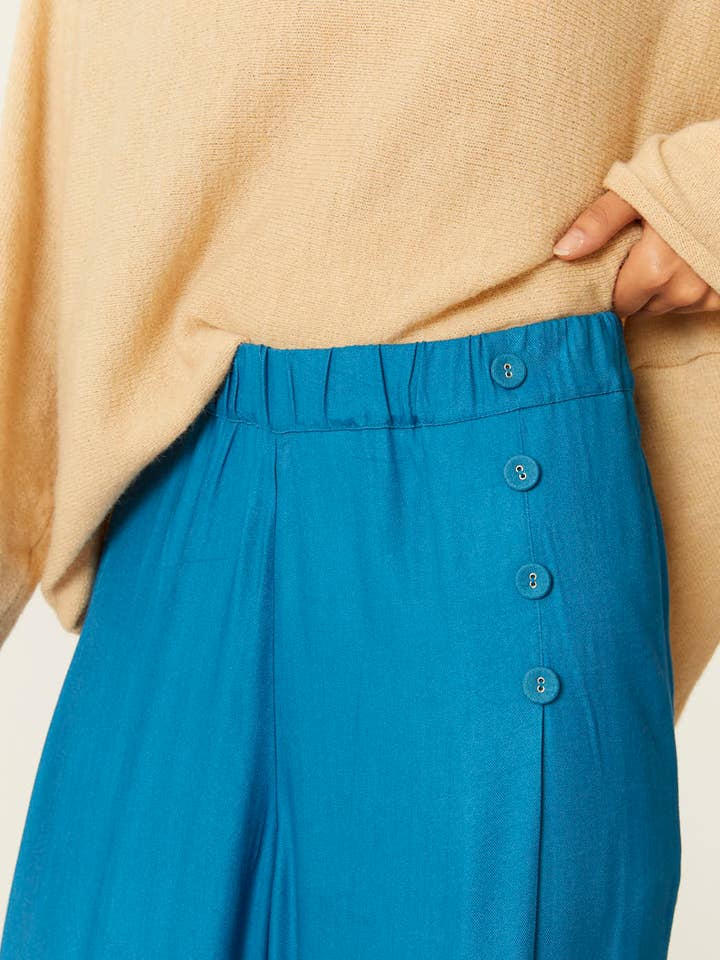 PANTALON ANCHO ECOVERO AZUL for wholesale by Pepaloves
