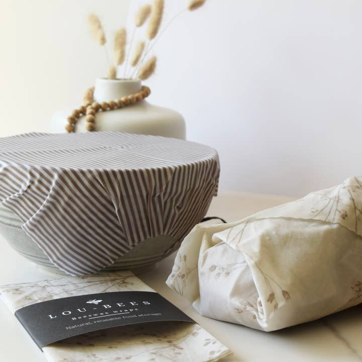 Lou Bees - Wholesale Food Storage Wrap/Bag - Edited Life Organic Beeswax Wrap – Natural Cotton Singlet 1