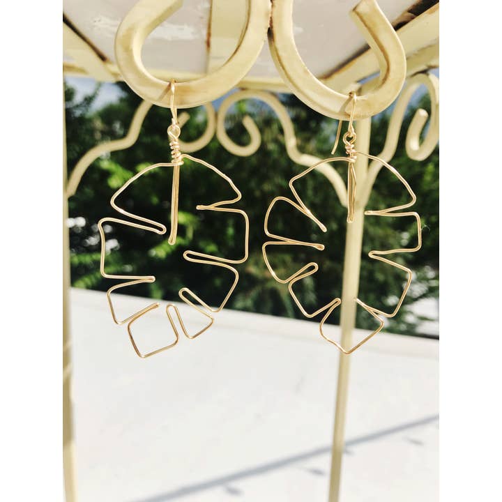 Olivia Lo Jewelry - Wholesale Dangle Earrings - Monstera Leaf Earrings2