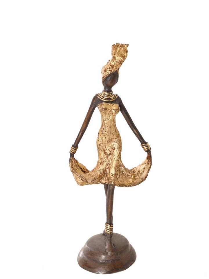 Momentum Burkina Bronze Sculpture in Gold for wholesale by Swahili | AFRICAN MODERN