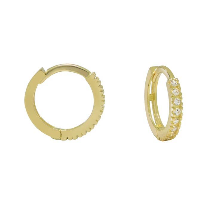 Ofina Jewelry - Wholesale Huggie Earrings - 10k Solid Gold CZ Textured Channel Huggie0