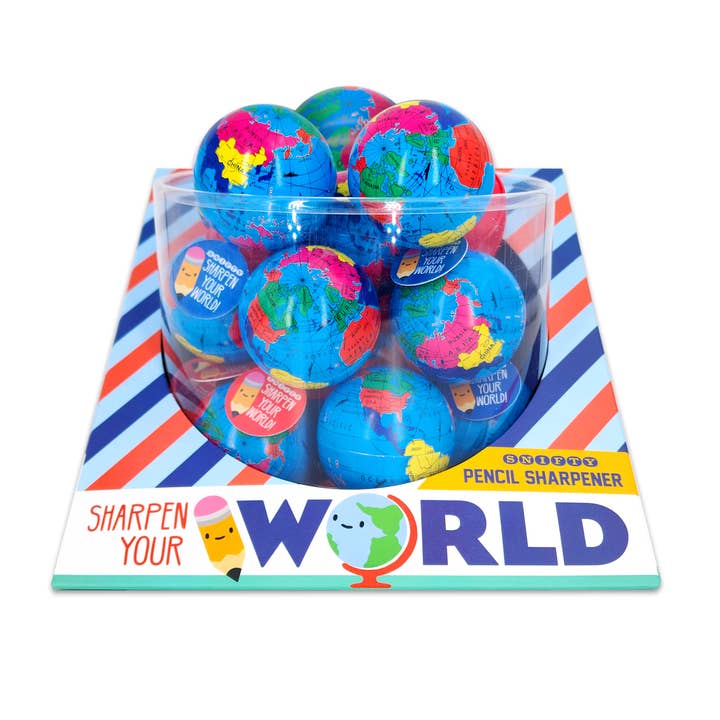 SNIFTY - Wholesale Pencil Sharpener - SHARPEN YOUR WORLD - globe pencil sharpener - Display of 160