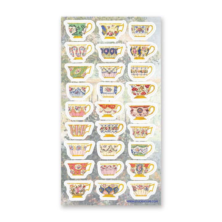 Porcelain Teacups Sticker Sheet for wholesale by STICKII