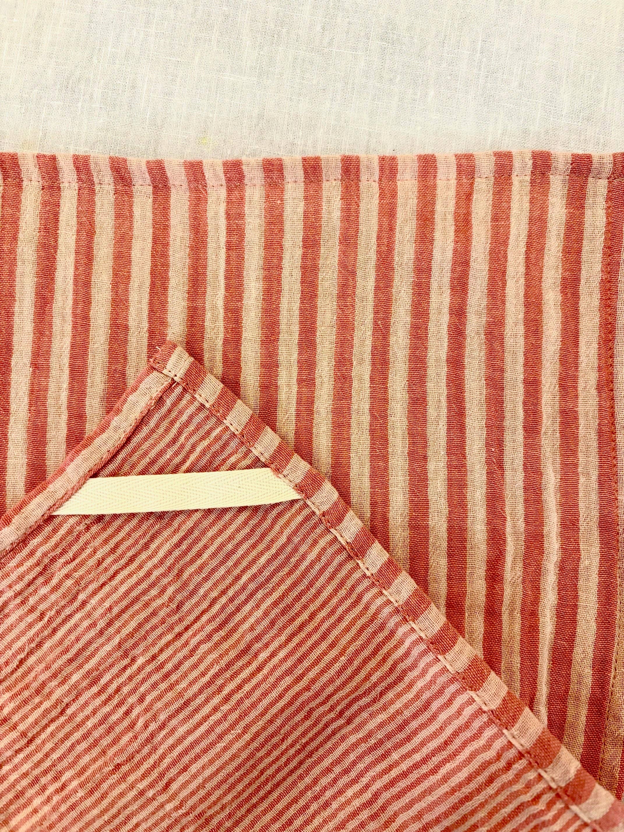 CHARMY - Wholesale Hand Towel - 3 hand towels in striped pink, toffee, and solid marsala double gauze cotton1