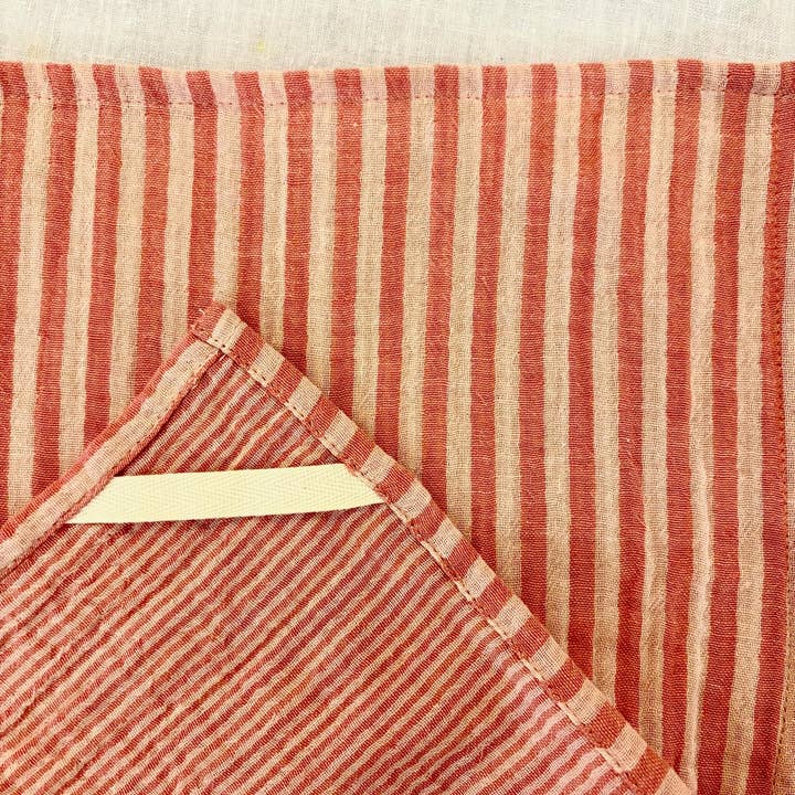 CHARMY - Wholesale Hand Towel - 3 hand towels in striped pink, toffee, and solid marsala double gauze cotton1