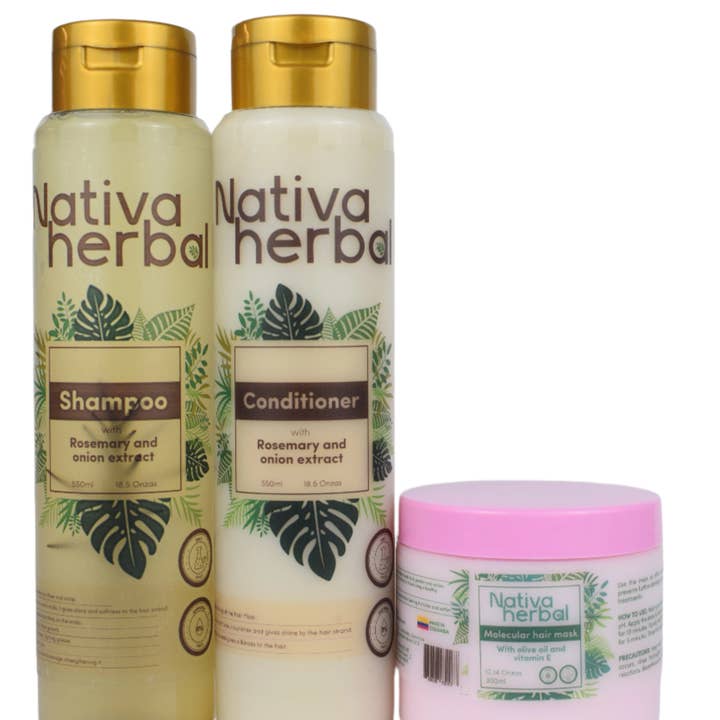 Nativa Herbal Hair growth and reconstruction kit Haircare Shampoo Conditioner Repair + Hair mask Soothing Cleansing Hair Care Set for wholesale by Nativa Herbal