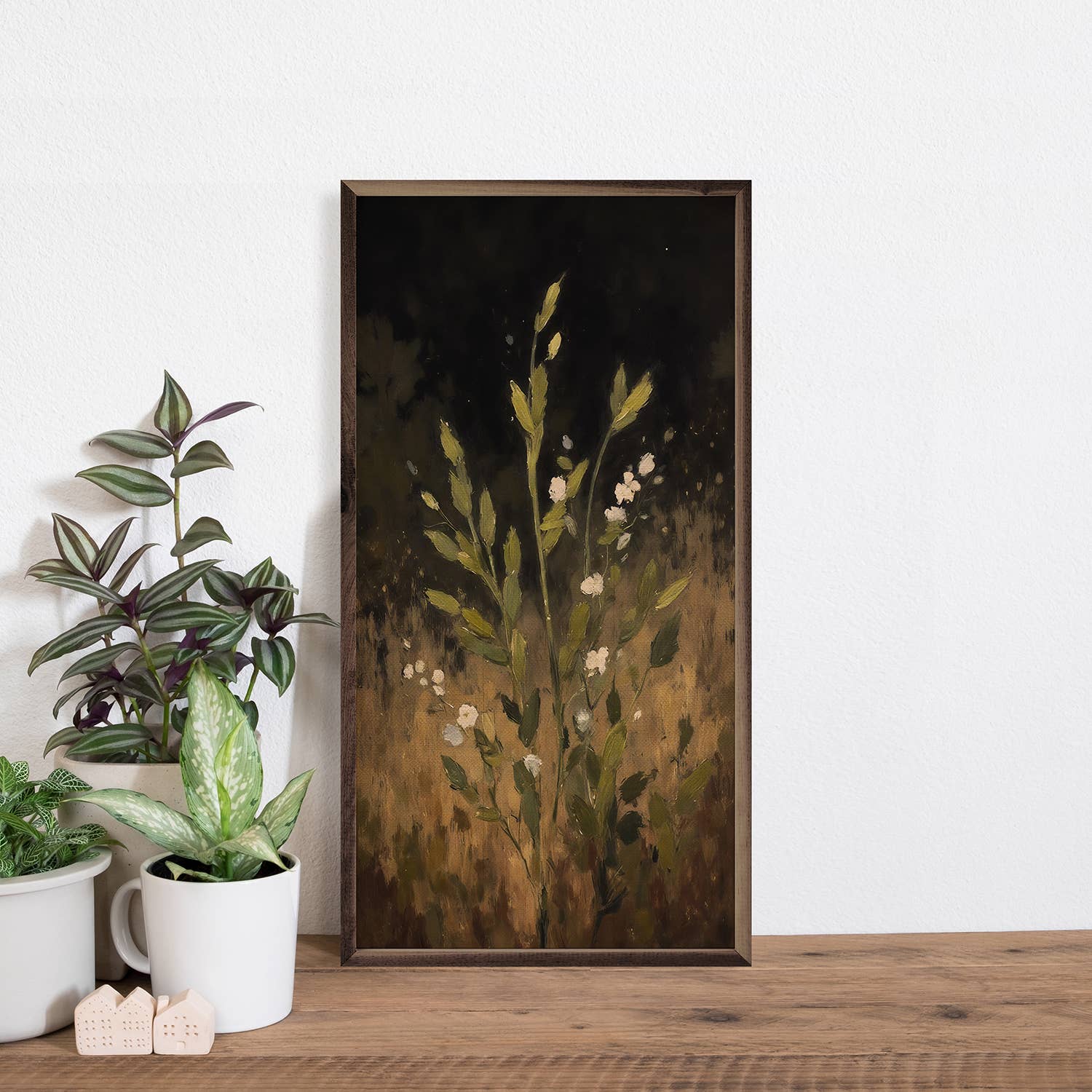 Kendrick Home - Wholesale Wood Wall Art - Field Grass With White Flower1