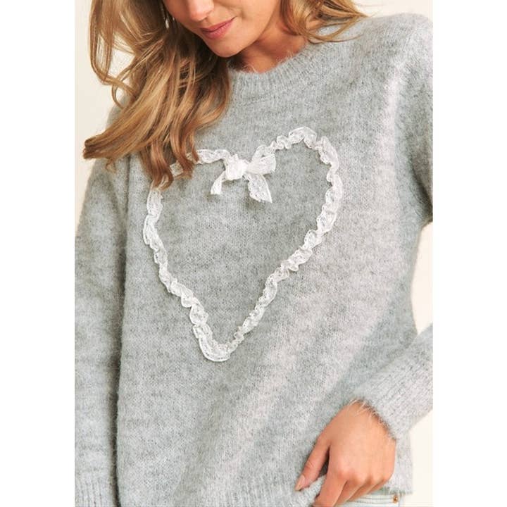 VALENTIN HJERTE BLONDE PATCH CASUAL SWEATER for engroshandel hos Coloring You