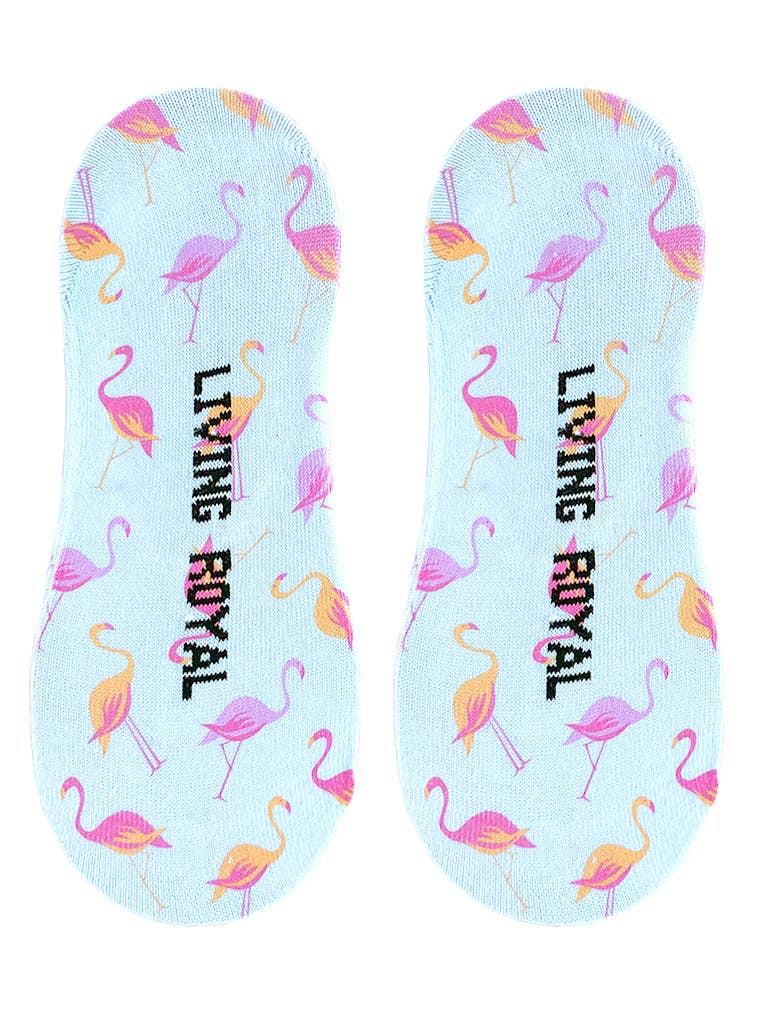 Living Royal - Vente Chaussettes – unisexe - Chaussettes invisibles - Flamants multicolores - Bleu clair2