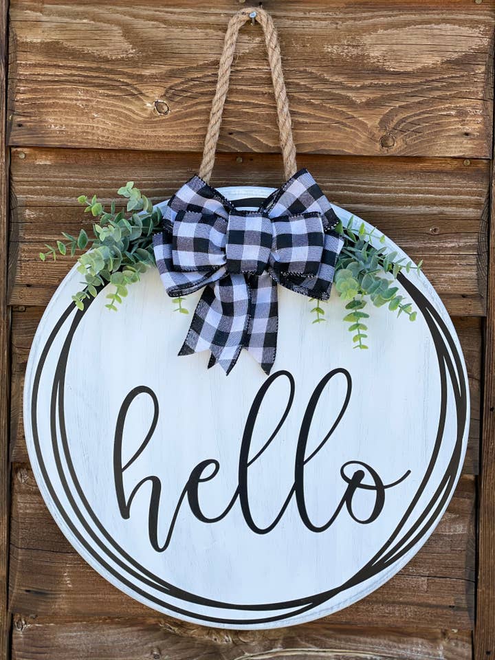 Hello Door Hanger for wholesale by Mama E’s Makery