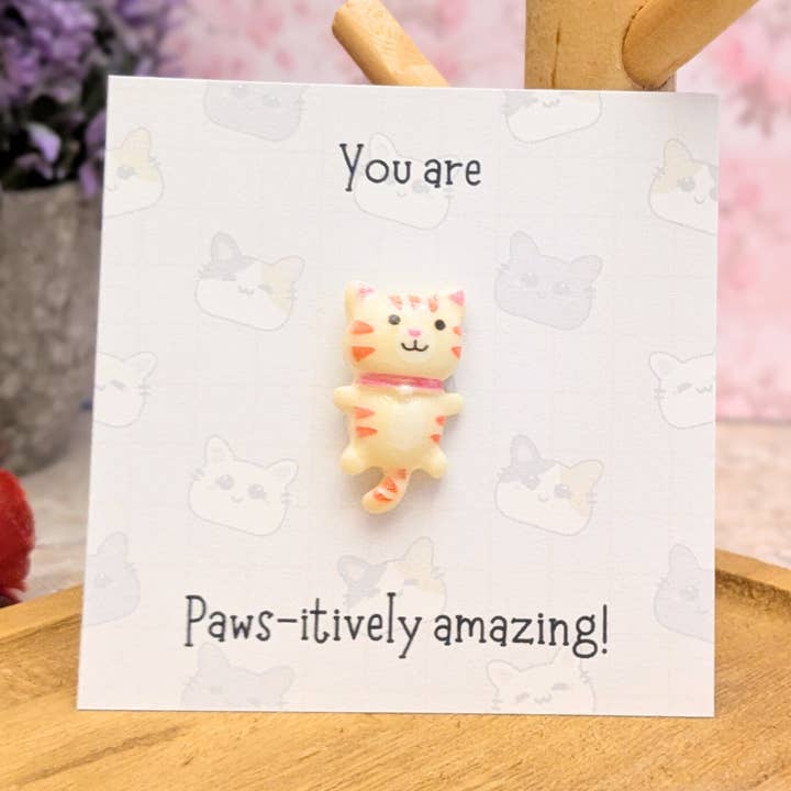 Cadeau de soutien émotionnel et d'encouragement positif avec chat dans la poche pour la vente par Bubble Charm Co Accessories