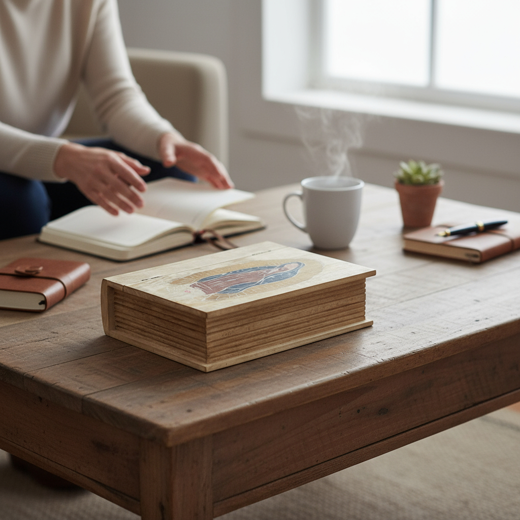 Wilco Home - Wholesale Decorative Box - Hand-Carved Virgin of Guadalupe Hinged Book Box-Dec 12th1