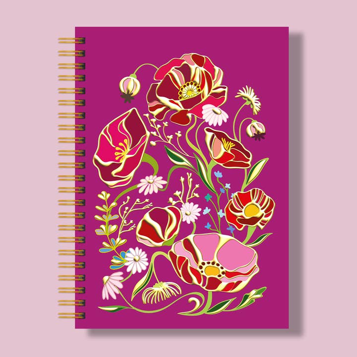 Taccuino A5 Papaveri in Lamina Dorata per la vendita all'ingrosso da parte di Oditti