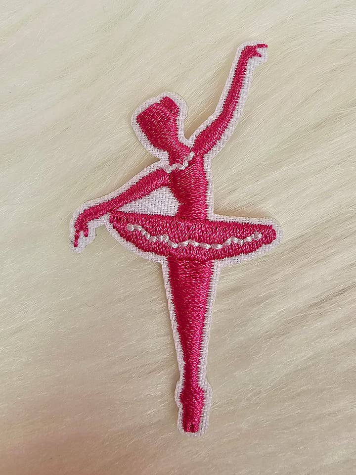 Pink Ballerina Tap Dancer Embroidery Iron On Patch for wholesale by Scratch Decor
