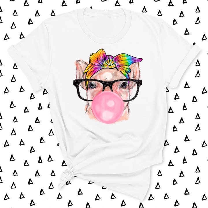 T-shirt bianca Bubble Gum Pig per la vendita all'ingrosso da parte di Honey and Gloss