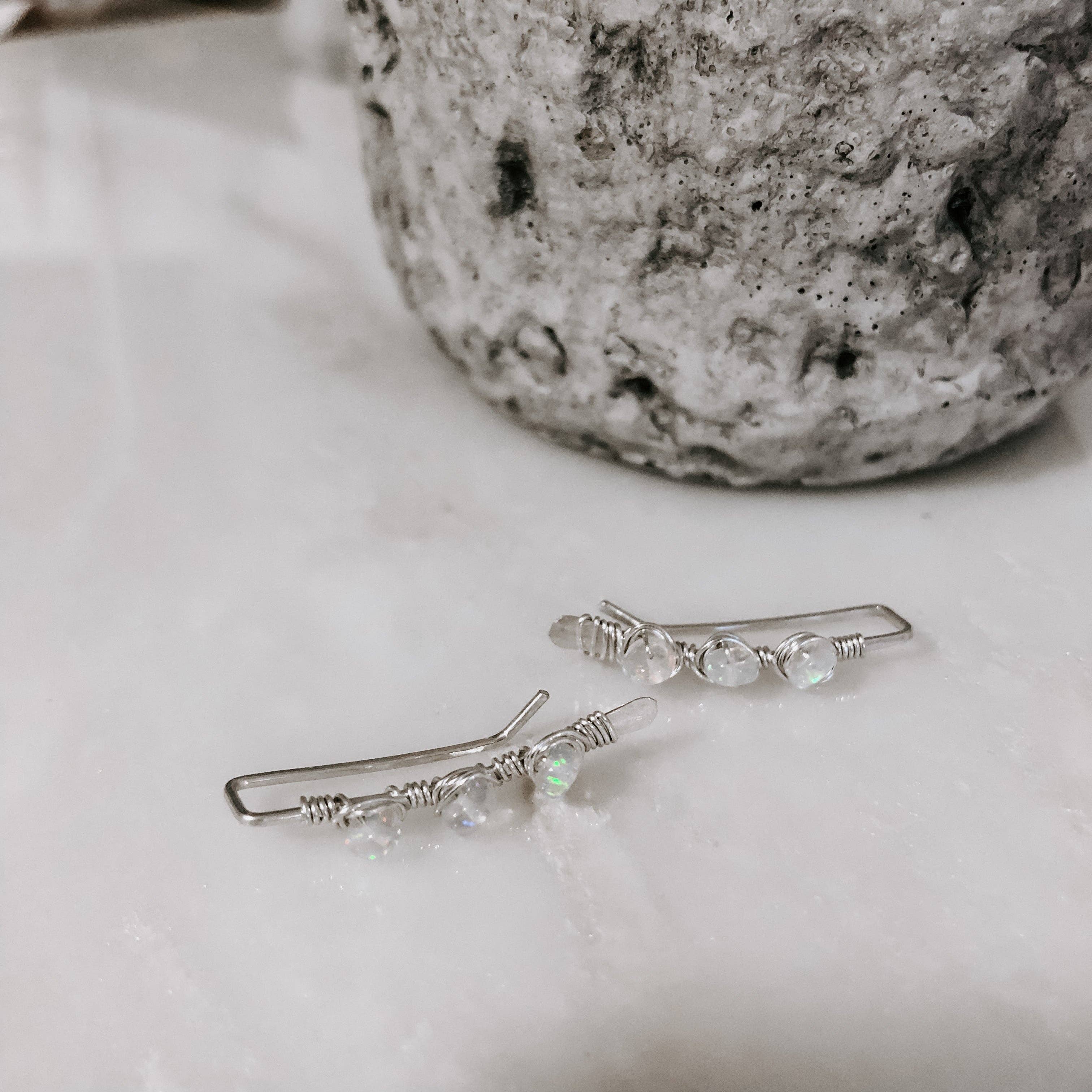 Derive Jewelry - Vendita all'ingrosso Orecchini ear jacket/climber - Orecchini a salire con opali avvolti in filo fatti a mano6