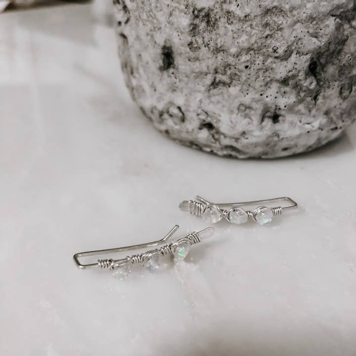 Derive Jewelry - Vendita all'ingrosso Orecchini ear jacket/climber - Orecchini a salire con opali avvolti in filo fatti a mano6