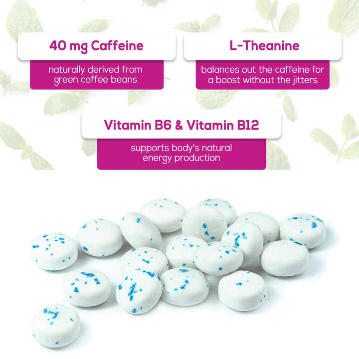 HARMONIFY - Wholesale Kauwgom - HARMONIFY Energie & Focus Kauwgom (54 Stuks) – Suikervrij met L-Theanine, Natuurlijke Cafeïne en Vitaminen B12 & B6 – Focus & Mentale Helderheid – Keto & Veganistisch, Pepermunt Smaak3