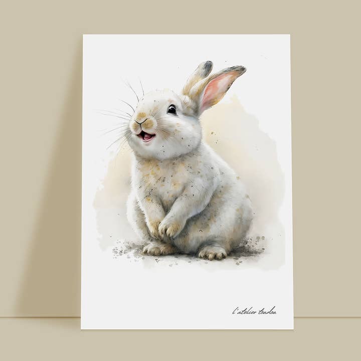 Décoration murale chambre bébé lapin - Thème animaux réaliste aquarel pour la vente par L'atelier Toudou