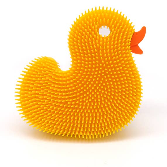 New People Company - Wholesale Bath Toy - Baby - Squigee / Duck / Yellow / Silicone Body Scrub Baby Bath Toy