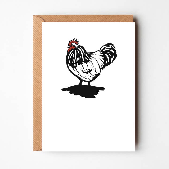 Stellabox Designs - Wholesale Everyday Greeting Card - Chicken linocut inspired greeting card (blank inside)0