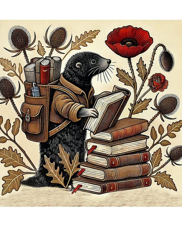 Speelse dierenkunstprint, mol-illustratie, 12x13 voor wholesale door Thistle and Tale Press