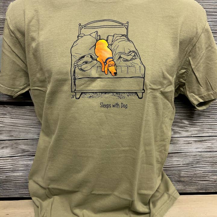 Sleeps With Dog Unisex T Shirt for wholesale by Tug Tees
