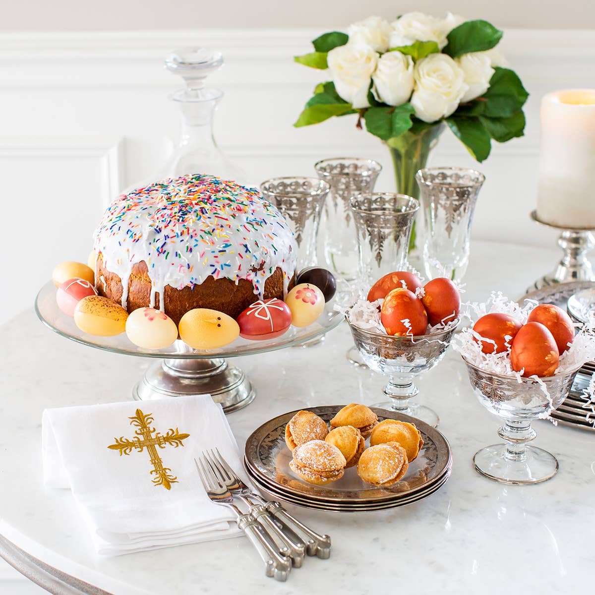 Arte Italica & Crown Linen Designs - Wholesale Appetizer Serveware - Vetro Platinum Bread / Canapé Plate1