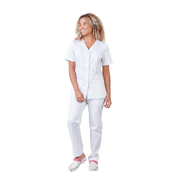 My Podologie - Wholesale Healthcare Uniform - Women's - Gaia - Short Sleeve Blouse - V Neck - Women - 70 cm - Phirejo60