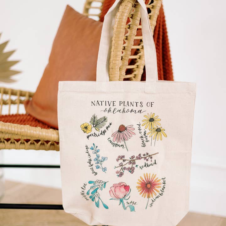 Native Plants of Oklahoma Tote Bag for wholesale by Kallos Ink