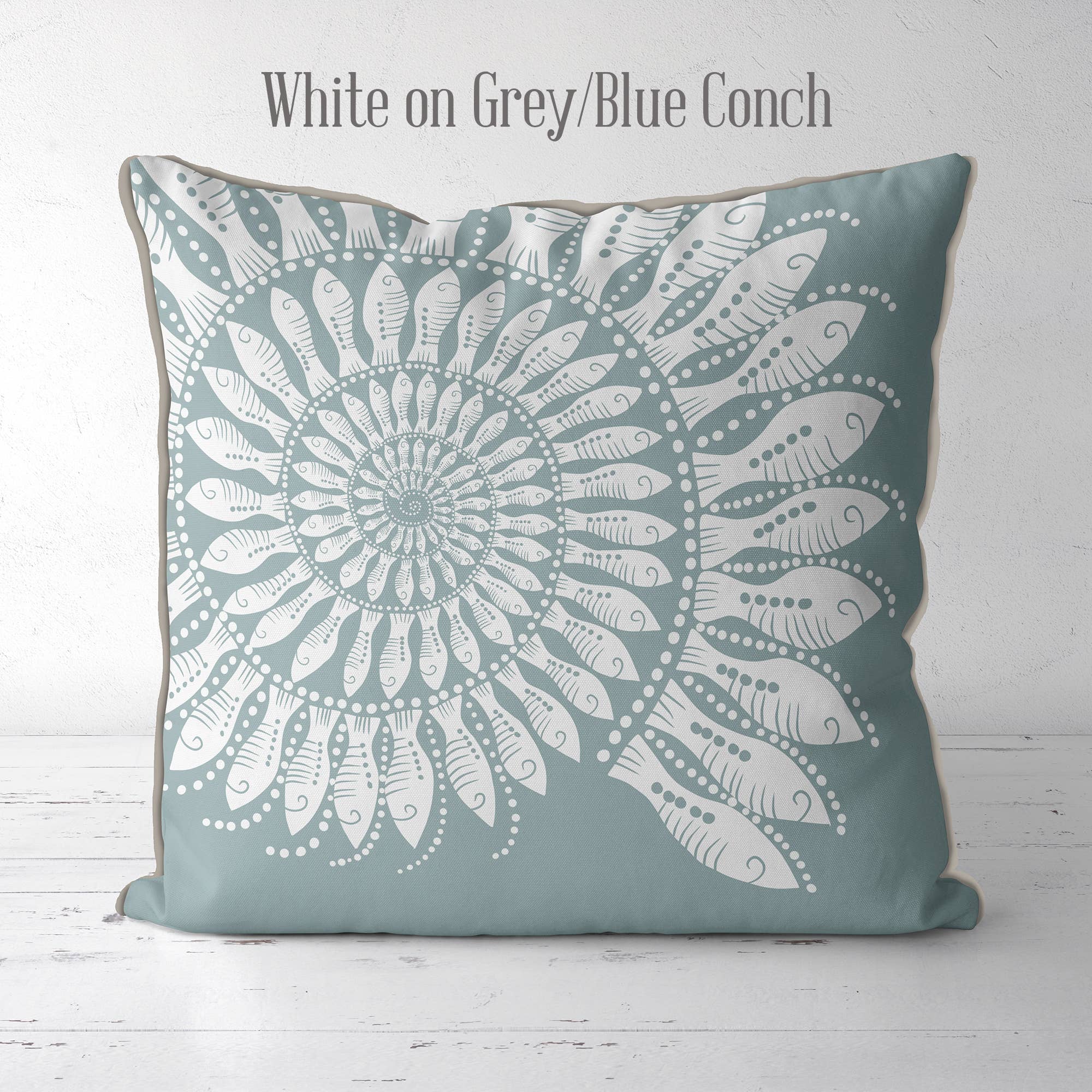 FabFunky Ltd - Vendita all'ingrosso Cuscini decorativi - Cuscino da giardino Fishy Shell Coastal, disponibile in diversi colori2