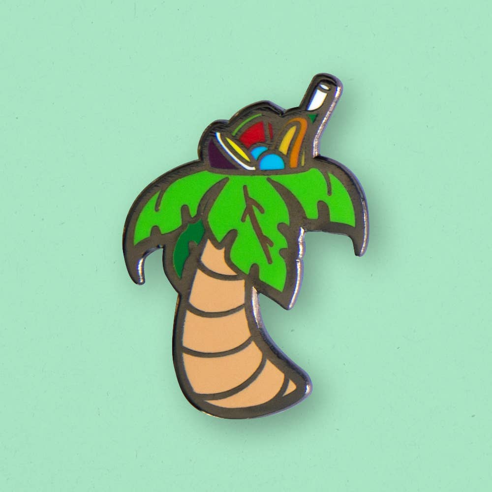 Cocktail Critters - Wholesale Lapel Pin/Button - Quirky Tiki Palm Tree Pin0