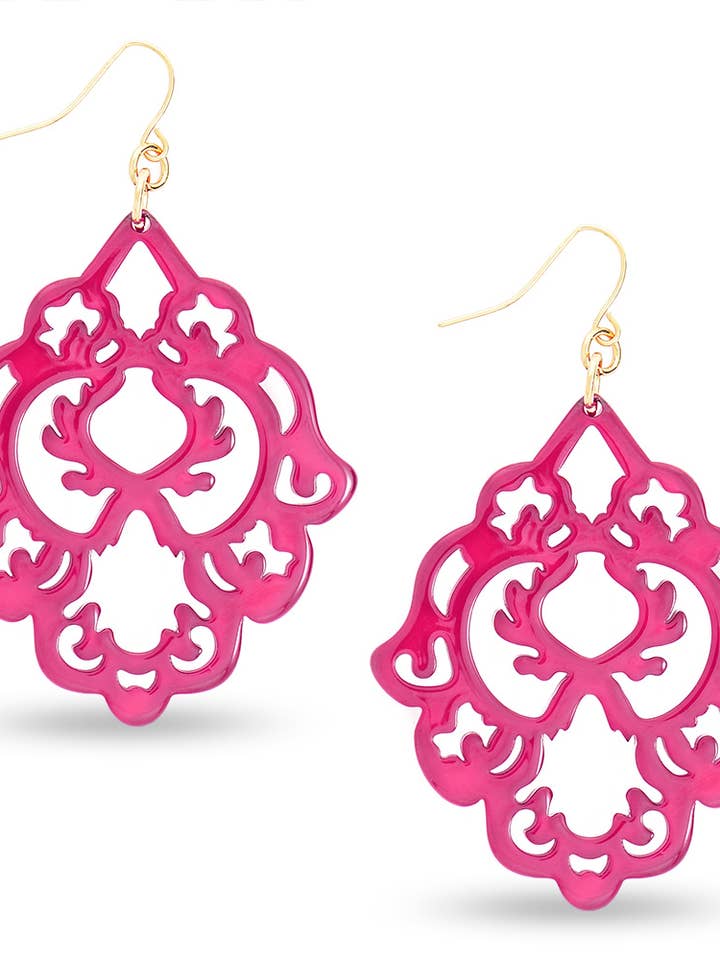 Orecchini pendenti in resina acrilica Just Scroll With It per la vendita all'ingrosso da parte di ZENZII Jewelry